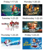 Movies Schedule for January 17 -January 31 2025