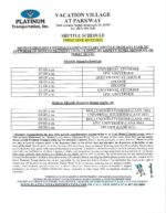 Courtesy Theme Park Shuttle Schedule Effective 5-22-25